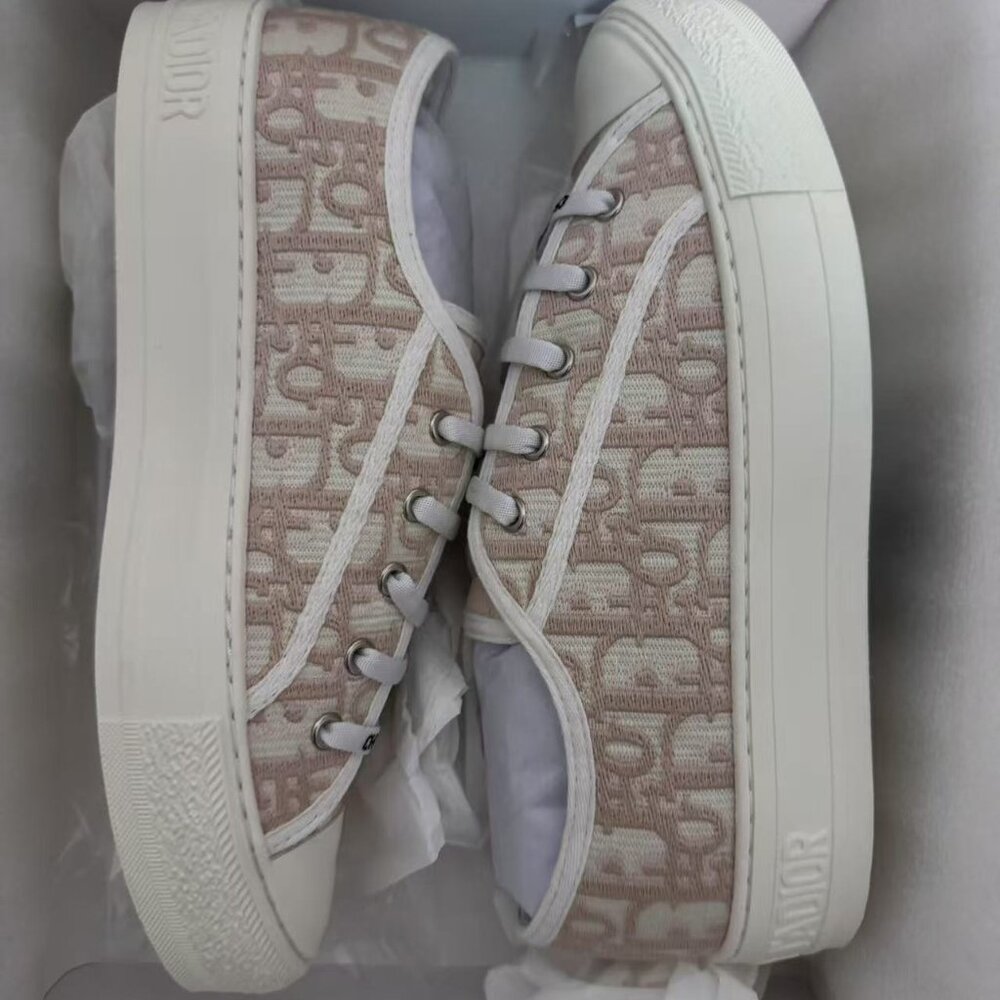 DIOR Embroidered Pink Canvas Sneakers EU 39